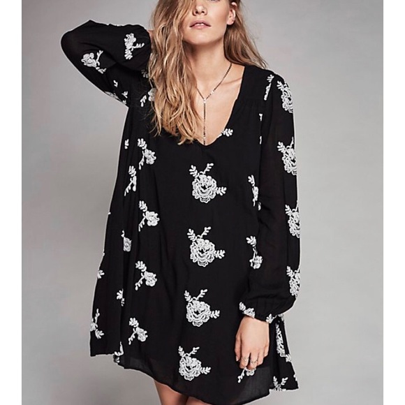 Free People Dresses & Skirts - Free People Black Embroidered Austin Mini Dress